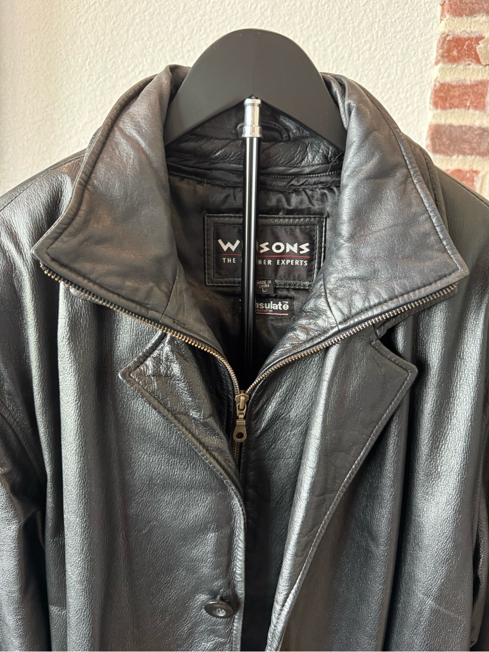 Wilson's Leather Vintage Black Genuine Leather Car / Trench Coat - Large - Picture 11 of 16